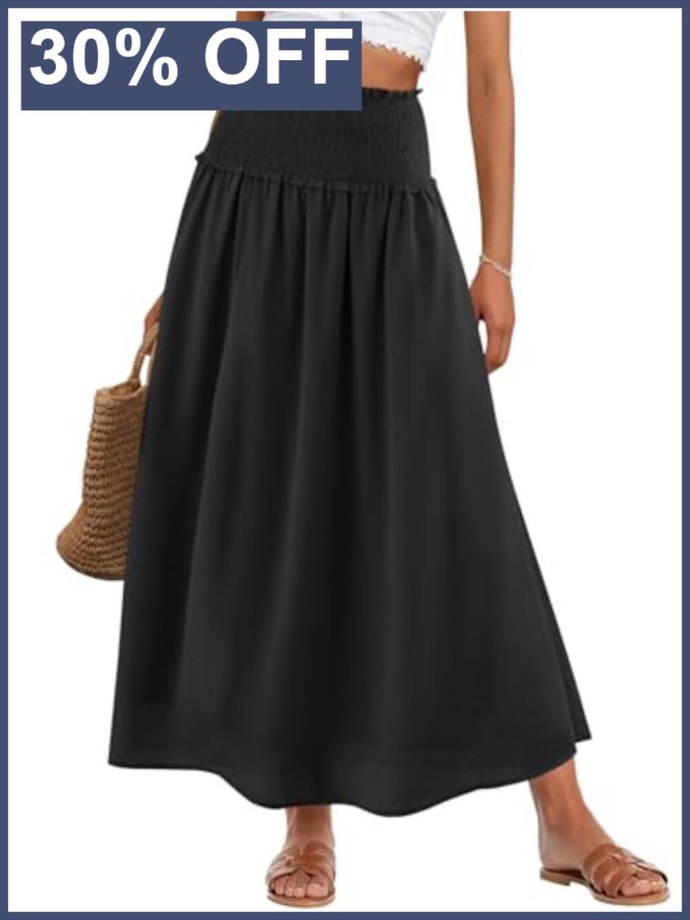 Women's Floral Maxi Skirt High Waisted Elastic Flowy Boho A Line Long